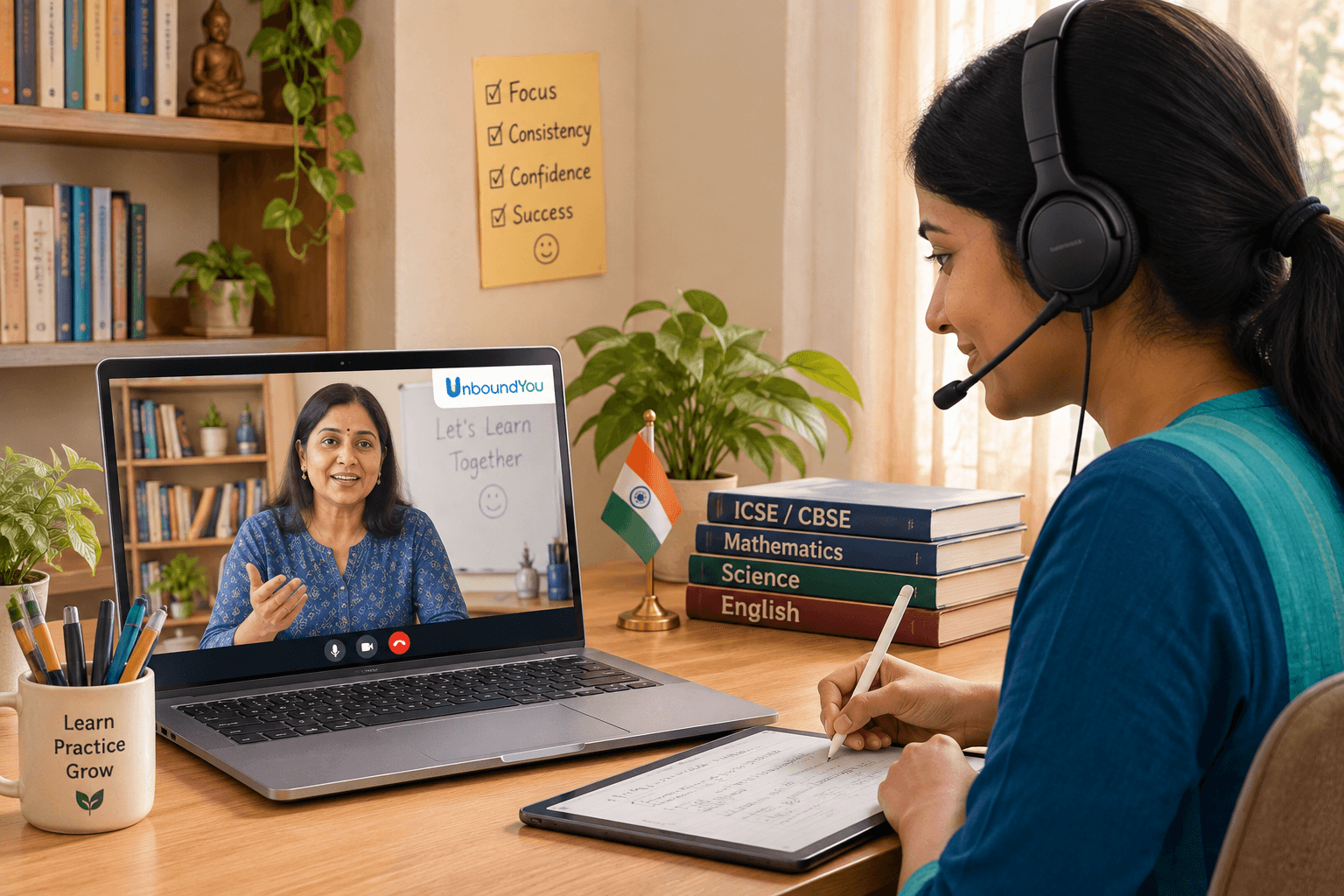 Student studying online